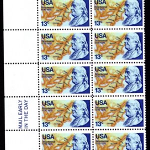 Scott #1690 Franklin & Map of North America 1776 Plate Block of 10 Stamps - MNH
