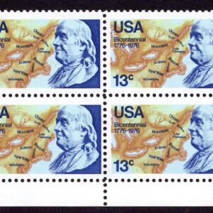 Scott #1690 Franklin & Map of North America Block of 4 Stamps - MNH