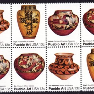 Scott #1709a (1706-09) Pueblo Art 13¢ Block of 8 Stamps - MNH