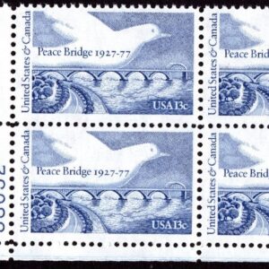 Scott #1721 Dove Peace Bridge (Canada) Plate Block of 4 Stamps - MNH P#38052