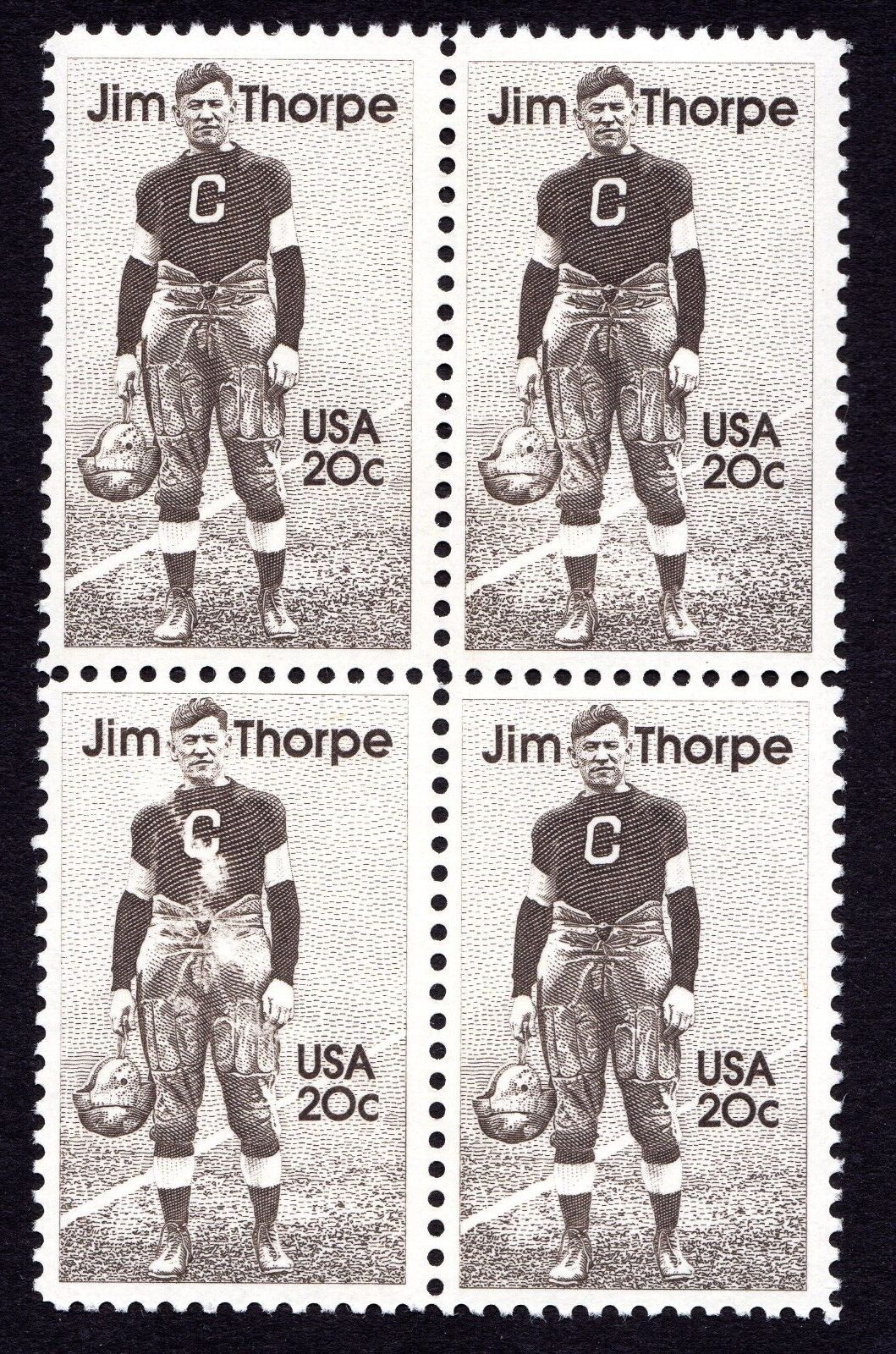 Scott #2089 Jim Thorpe (Indian, Olympian) Block of 4 Stamps - MNH