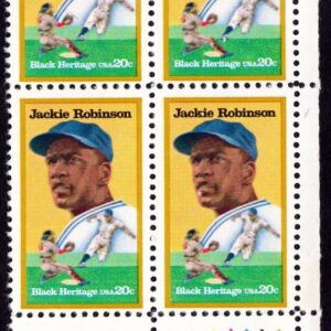 Scott #2016 Jackie Robinson (Black Heritage) 20¢ Plate Block of 4 Stamps MNH LR