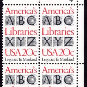 Scott #2015 America's Libraries Plate Block of 4 Stamps - MNH P#4 UR