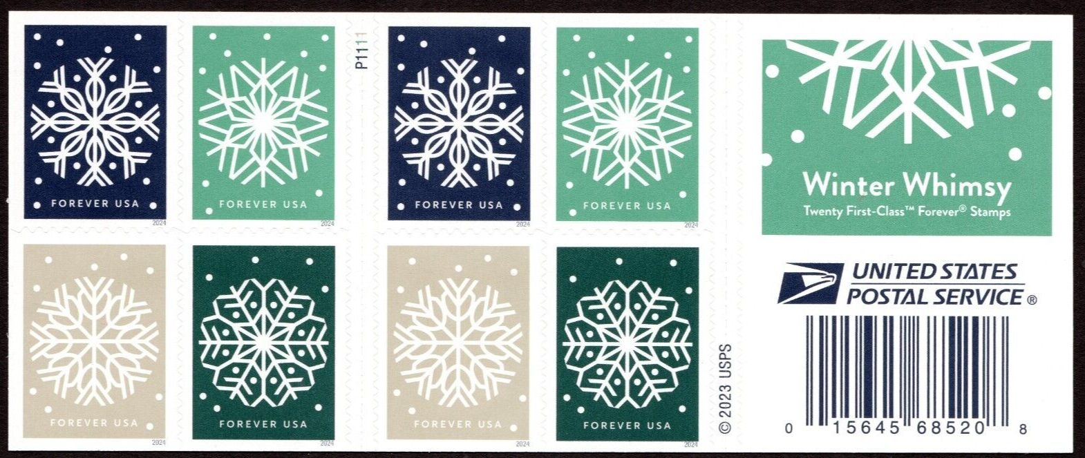 Scott #5951b (5948-51) Winter Whimsey Snowflakes Booklet of 8 Stamps - MNH