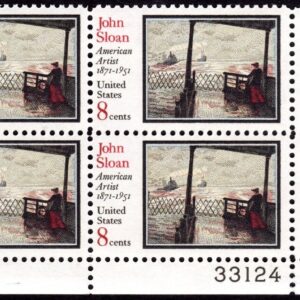 Scott #1433 John Sloan Plate Block of 4 Stamps - MNH P#33124 LR