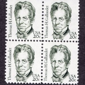 Scott #1861 Thomas H. Gallaudet Block of 4 Stamps - MNH