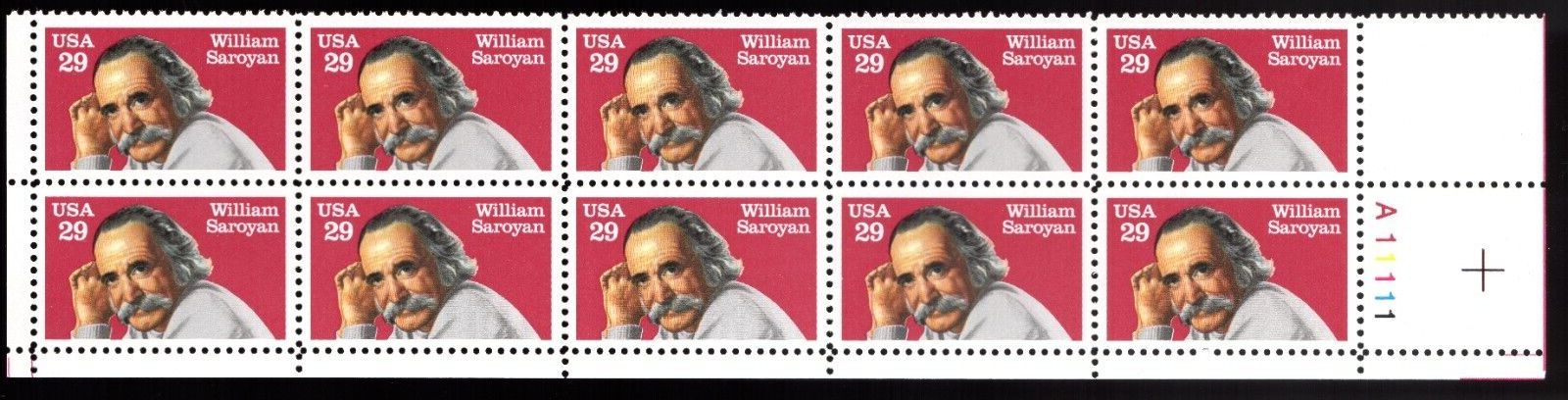 Scott #2538 William Saroyan Plate Block of 10 Stamps - MNH