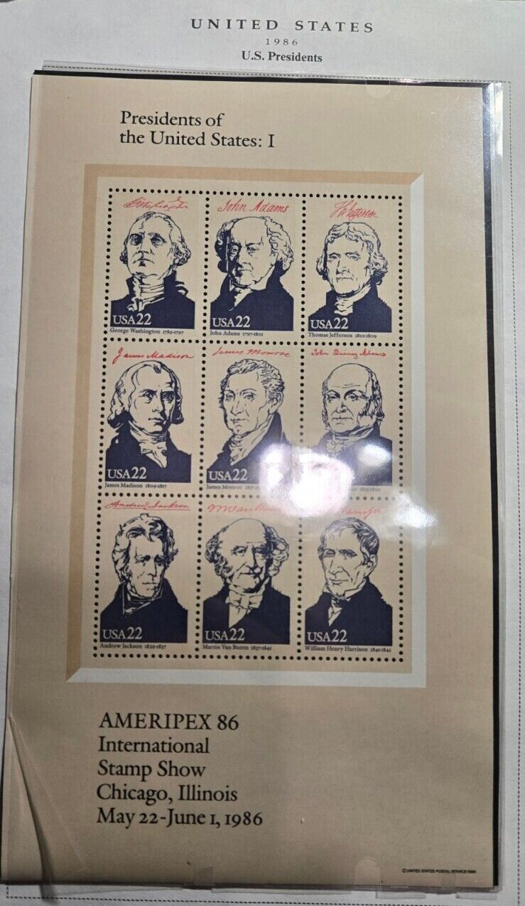 Scott #2216 1986 US Presidents Pane of 9 MNH