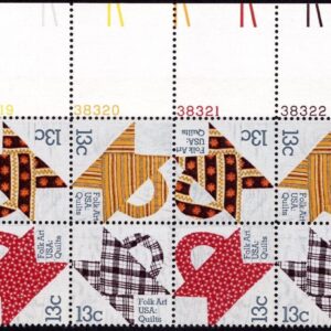 Scott #1748a Folk Art: Quilts Plate Block of 12 Stamps - MNH UL