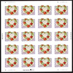 Scott #3275 Victorian Love Flower Wreath Sheet of 20 Stamps - MNH P#B2222222