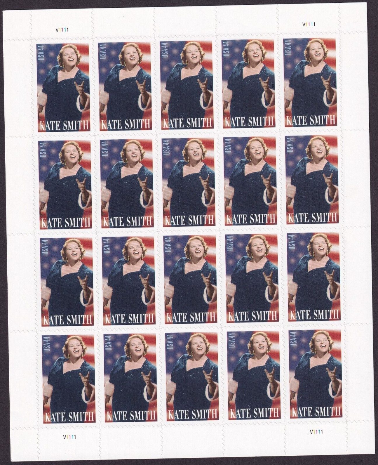 Scott #4463 Kate Smith (Philadelphia Flyers) Sheet of 20 Stamps - MNH