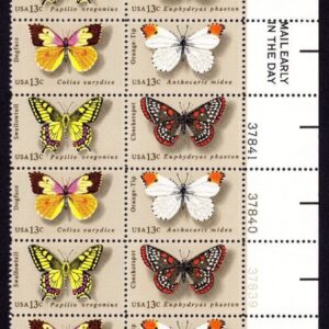 Scott #1715a (1712-15) Butterflies Plate Block of 20 Stamps - MNH LR PC#8