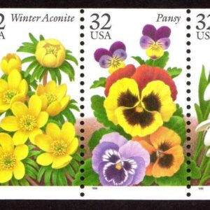 Scott #3029a (3025) - Garden Flowers Booklet Pane of 5 Stamps with Tab - MNH P#1