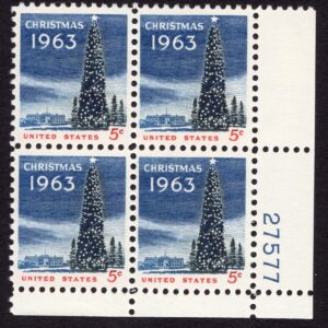 Scott #1240 Christmas Tree Plate Block of 4 Stamps - MNH