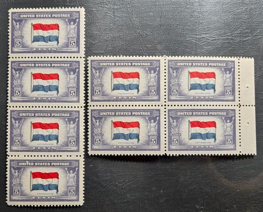 Scott #913 Netherlands 2x block of 4 MNH