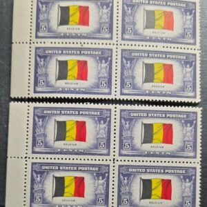 Scott #914 Belgium 1943 2xblock of 4 MNH