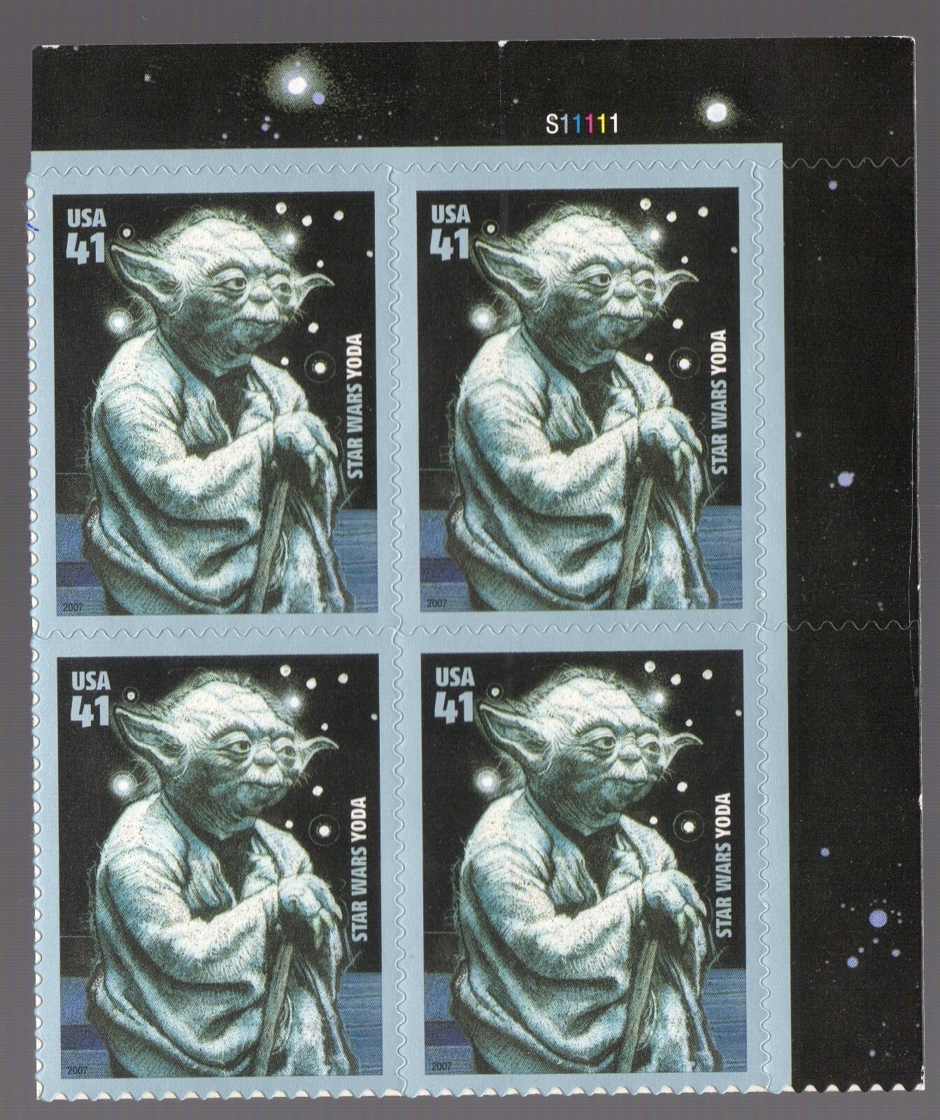 Scott #4205 Star Wars - Yoda Plate Block of 4 Stamps - MNH UR