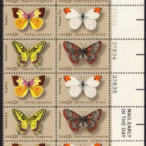 Scott #1715a (1712-15) Butterflies Plate Block of 20 Stamps - MNH UR PC#6