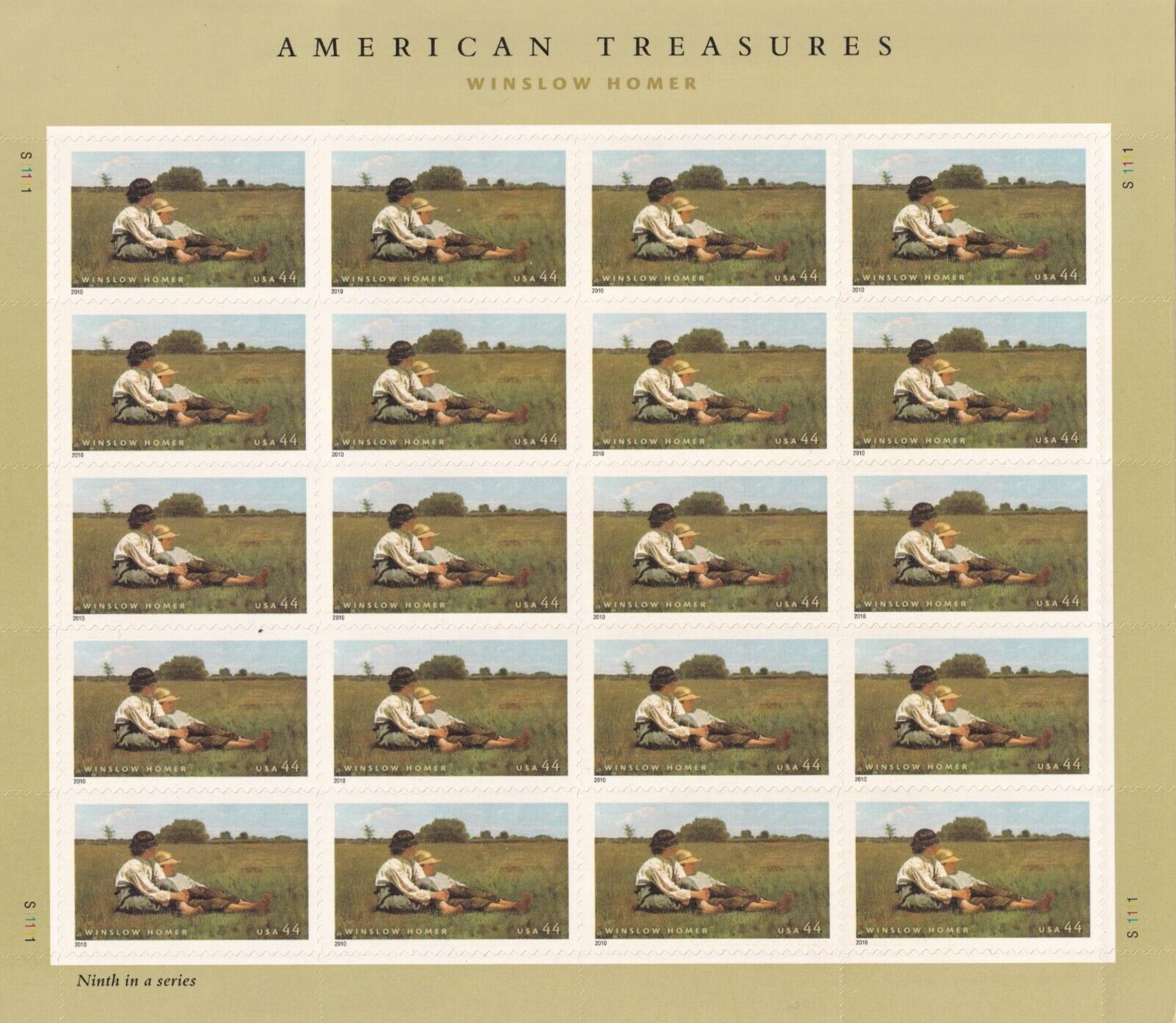 Scott #4473 American Treasures Winslow Homer Sheet of 20 Stamps - MNH