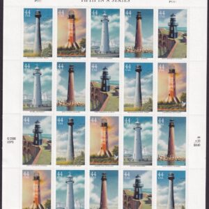 Scott #4413a (4410-13) Gulf Coast Lighthouses Full Sheet of 20 Stamps - MNH