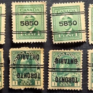 Stamp Canada #104x4 1911 King George V & #249x4 1942 King George VI used