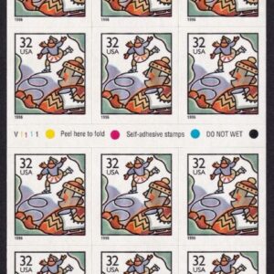 Scott #3117a Christmas Family Ice Skating Booklet of 18 32¢ Stamps - MNH P#V1111