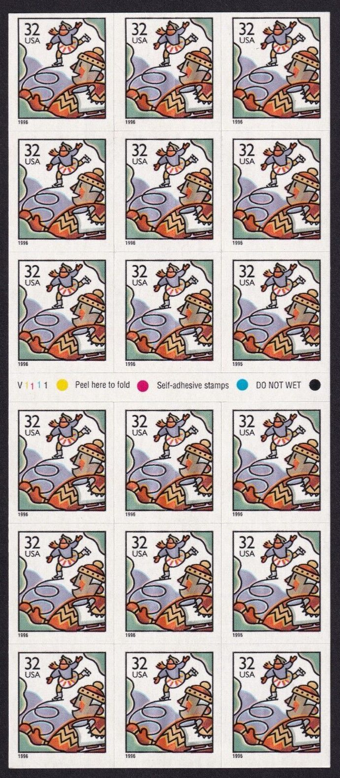 Scott #3117a Christmas Family Ice Skating Booklet of 18 32¢ Stamps - MNH P#V1111