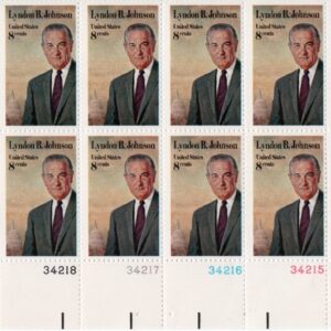 Scott #1503 Lyndon B. Johnson Plate Block of 16 Stamps - MNH
