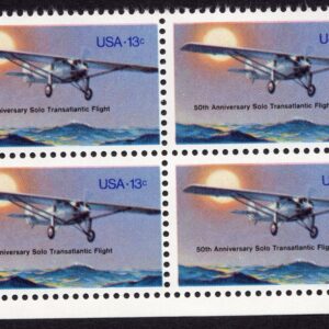 Scott #1710 Lindbergh Transatlantic Solo Flight Block of 4 Stamps - MNH