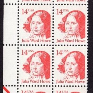 Scott #2176 Julia Ward Howe Plate Block of 20 Stamps - MNH P#1 LL