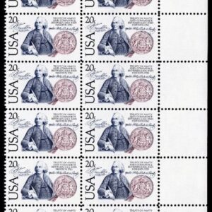Scott #2036 Sweden Benjamin Franklin Plate Block of 20 Stamps - MNH P#4 UR