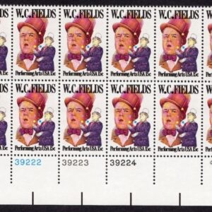 Scott #1803 W.C. Fields Plate Block of 20 Stamps - MNH LL