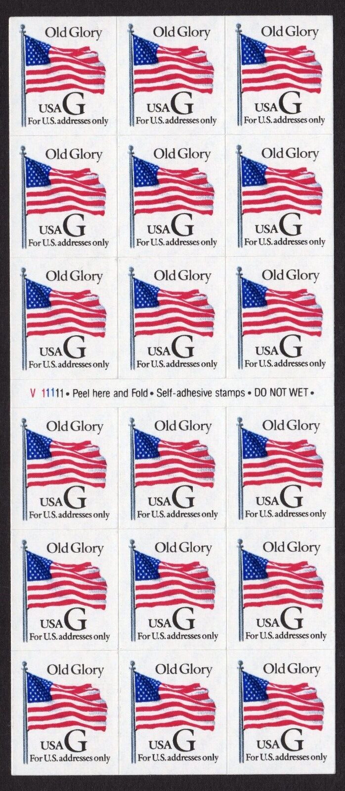 Scott #2886a Old Glory Flag G Series Booklet of 18 Stamps - MNH P#V1111111