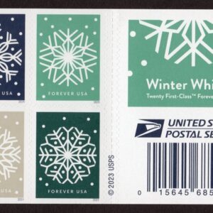 Scott #5951b (5948-51) Winter Whimsey Snowflakes Booklet Plate # Block 4 Stamps