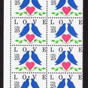 Scott #2440 Love Birds Plate Block of 20 Stamps - MNH P#U2222 UL