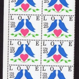Scott #2440 Love Birds Plate Block of 20 Stamps - MNH P#U2222 UL Top