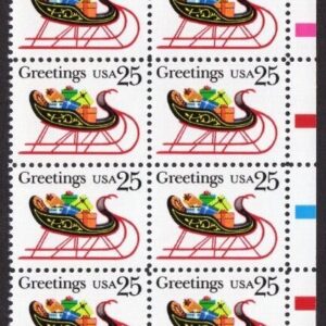 Scott #2428 Christmas Sleigh Plate Block of 15 Stamps - MNH LR