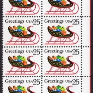 Scott #2428 Christmas Sleigh Plate Block of 15 Stamps - MNH UR