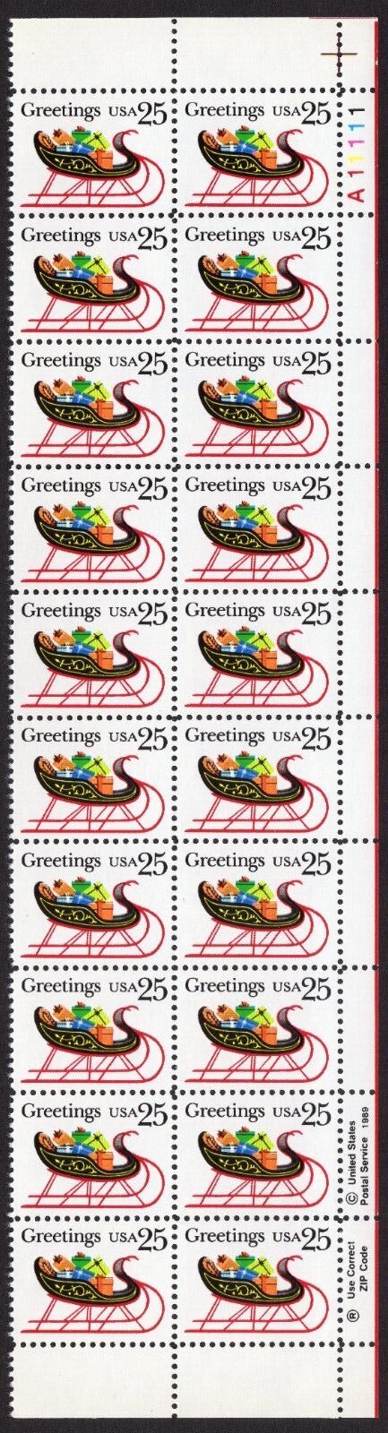 Scott #2428 Christmas Sleigh Plate Block of 15 Stamps - MNH UR