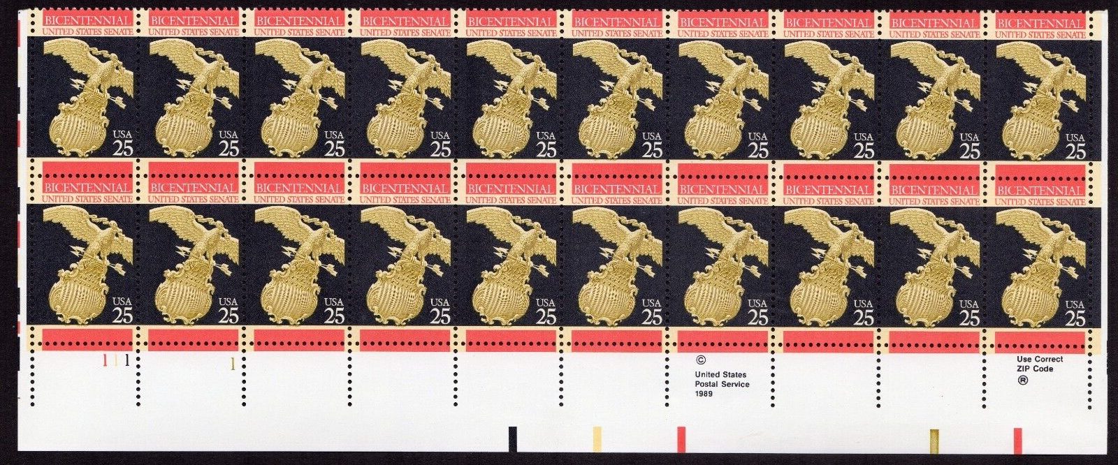 Scott #2412 House Constitutional Series Plate Block of 20 Stamps - MNH LL