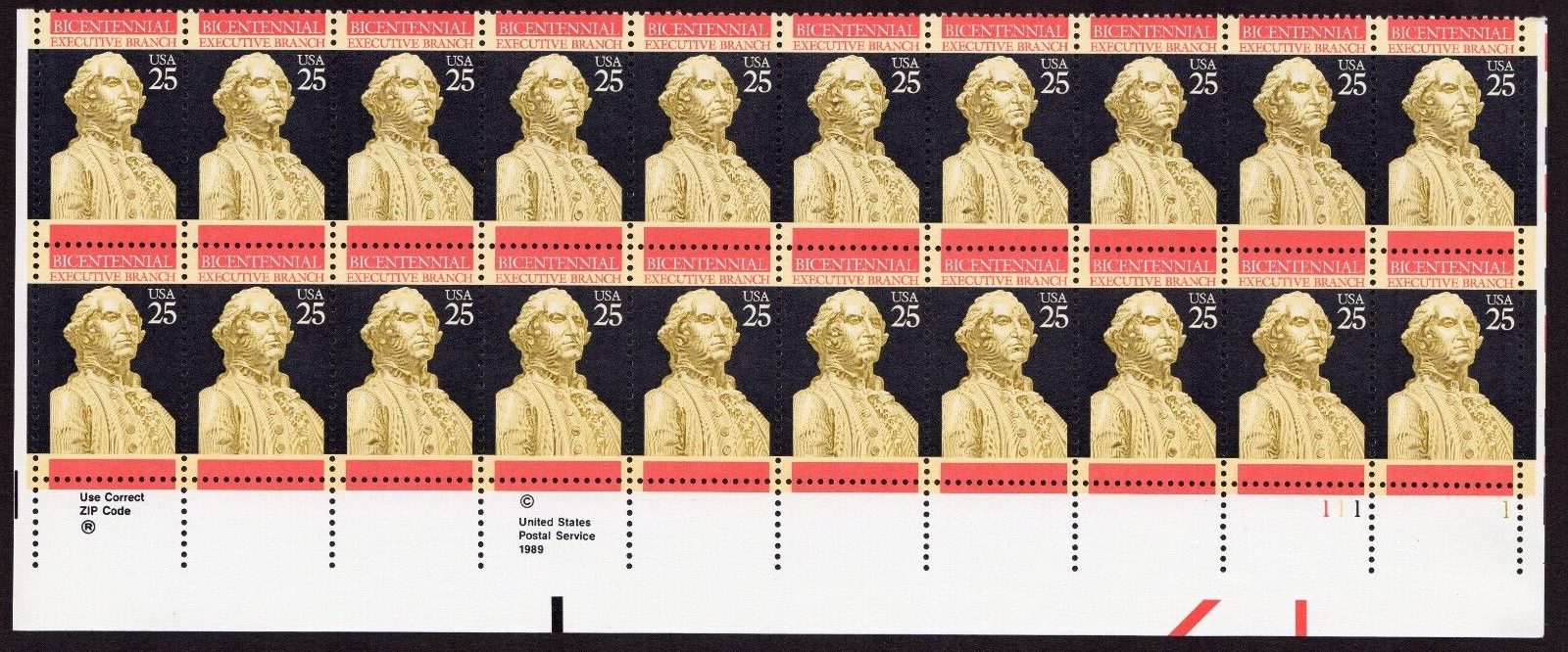 Scott #2414 Executive Branch Plate Block of 20 Stamps - MNH P#111-1 LR
