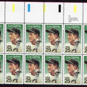 Scott #2417 Lou Gehrig (New York Yankees) 25¢ Plate Block of 20 Stamps - MNH LL