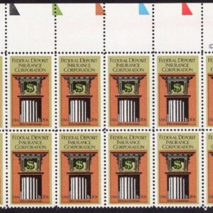 Scott #2071 - FDIC Plate Block of 20 Stamps - MNH P#2222221 UL