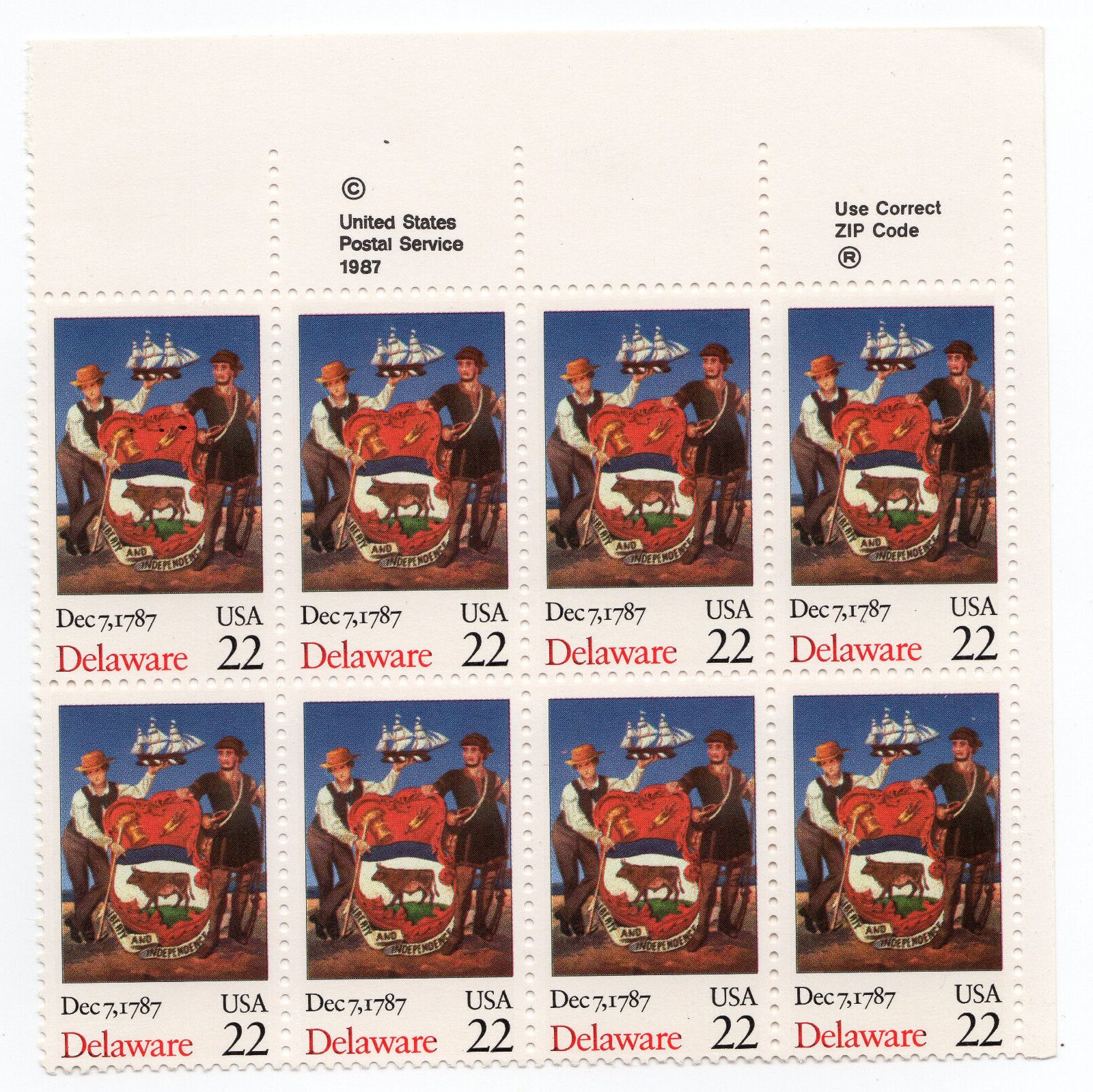 Scott #2337 Pennsylvania Zip Block of 8 Stamps - MNH UR