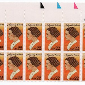 Scott #2146 Abigail Adams (Love Letters) Plate Block of 20 Stamps - MNH UL