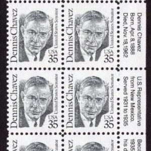 Scott #2186 Dennis Chavez Plate Block Of 20 Stamps - MNH #S1 LR PC#6