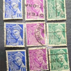 Stamp France Mercury #356 x3, 359 x3 & 360 x3 used