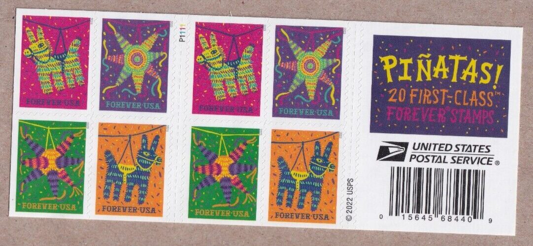 Scott #5812-5815a Pinatas! Booklet Pane of 8 Forever Stamps - MNH