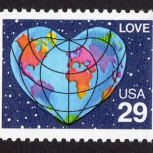 Scott #2535 Love Map Heart Single Stamp - MNH