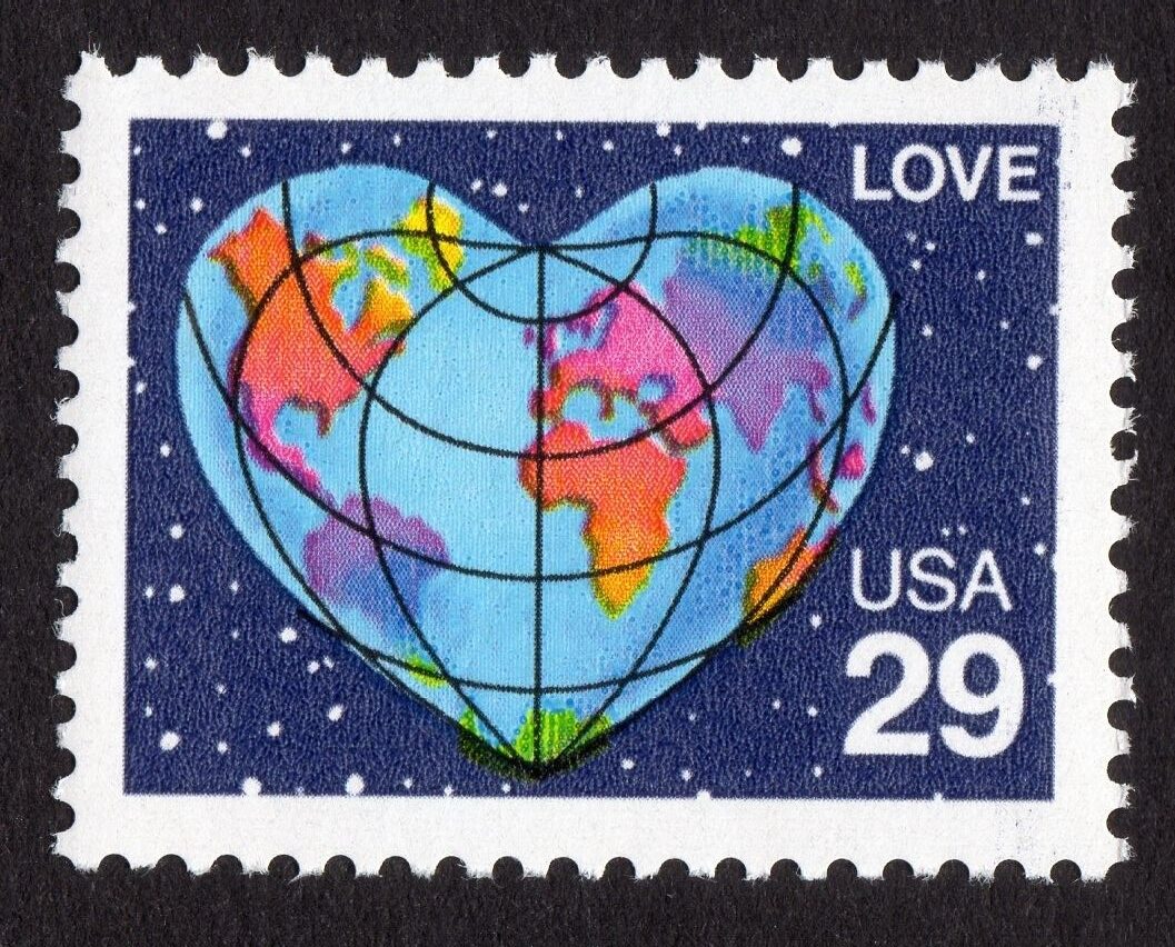 Scott #2535 Love Map Heart Single Stamp - MNH